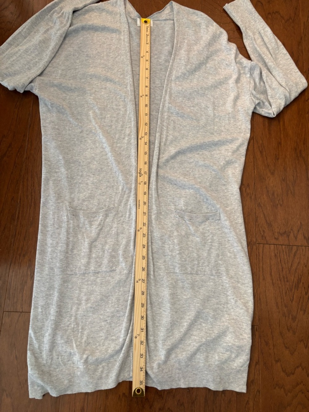 Old Navy Open Front Cardigan Large Gray Lightweight Duster Long Sleeve Pockets - Picture 13 of 15